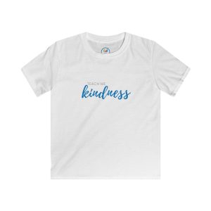 Kids Tee — "Teach Me Kindness" Blue Script Youth T-Shirt