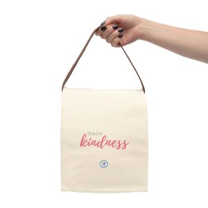 Lunch Bag - "Teach Kindness" Canvas Lunch Tote with Strap