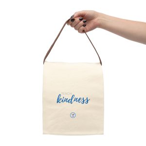 Lunch Bag - Blue "Teach Kindness" Canvas Lunch Tote with Strap